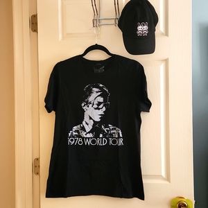 David Bowie NWOT 1978 World Tour TShirt. Unworn. XL Black with grey screenprint.
